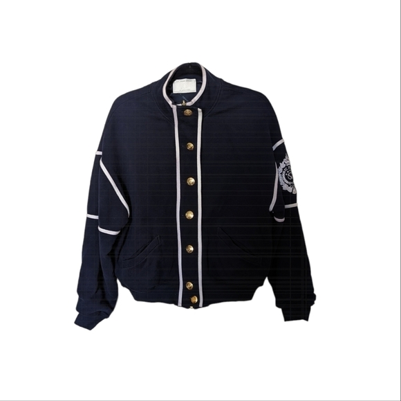 Vintage St. John Sport by Marie Gray navy bomber jacket with white trim M